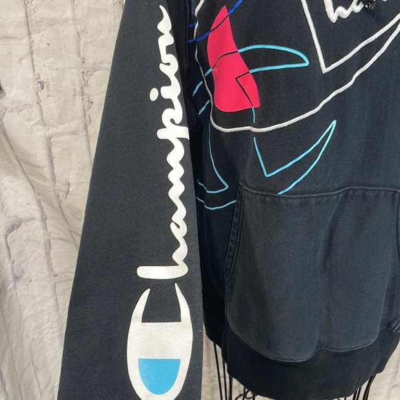 Champion Reverse Weave Hoodie Sweatshirt Vintage Embroidered Spellout - Picture 4 of 14